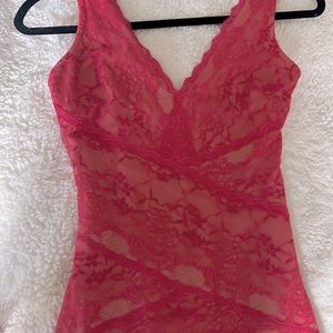 Bebe Lace Mini Dress Coral Pink Nude Lace Plunge Bodycon Cocktail XS